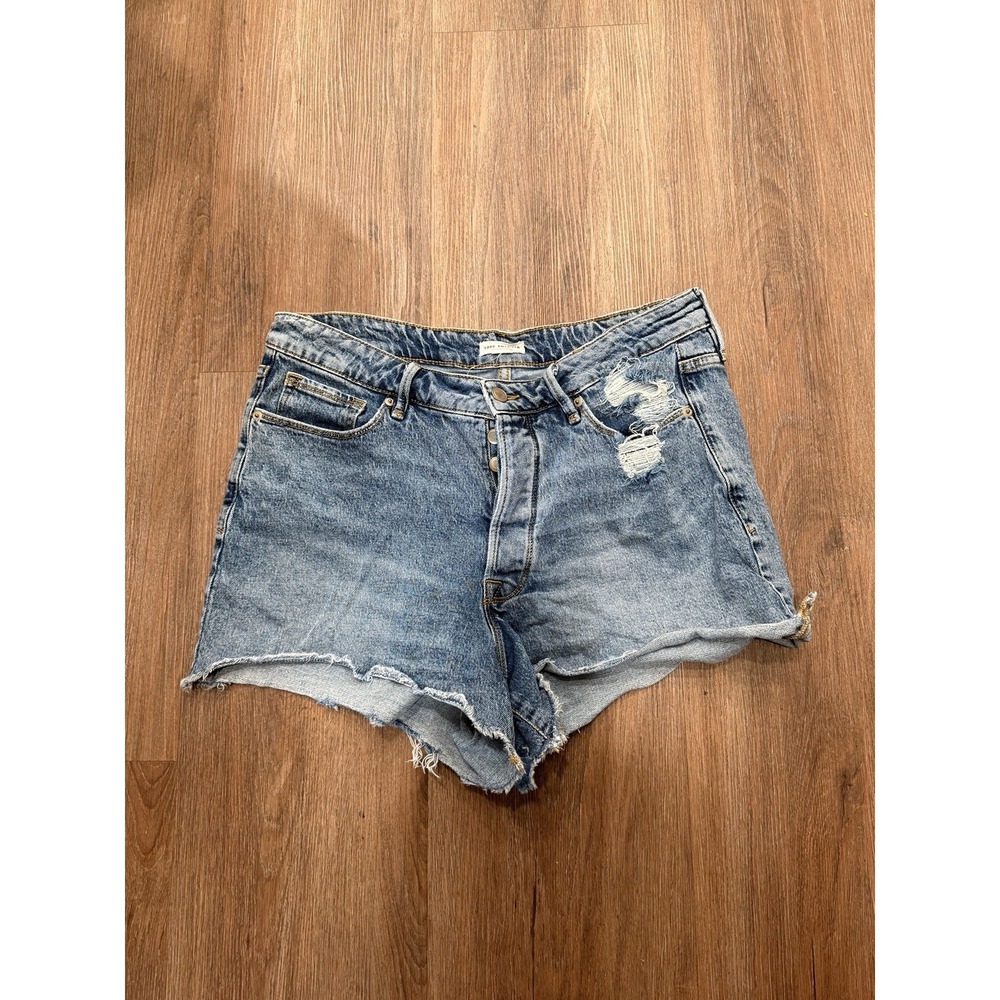 Good American Shorts Womens 15 Blue Jean Denim 90s Cutoffs‎ Indigo Flaw Distress